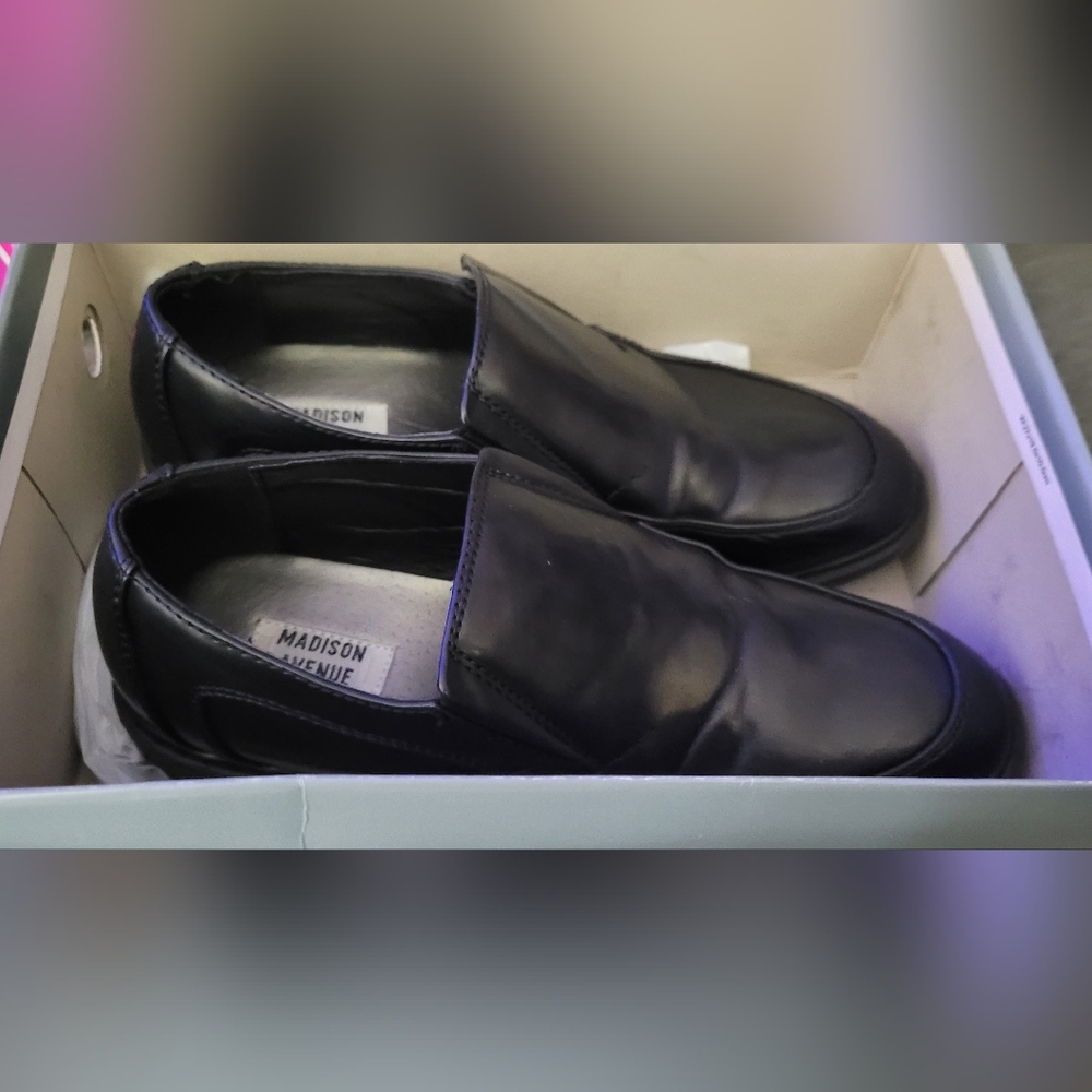 🔥2For$20 Youth Boys Madison Avenue Black Slip On Dress Shoes Size 2M